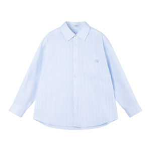 MUCMUKN | Breathable Cotton Blue and White Striped Shirt Classic Versatile Layering
