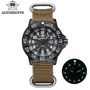 ADDIESDIVE Fashion Mens Analog Watch 50m Waterproof Luminous Tube Nylon Sports Men Military Wristwatches Quartz Watch for Men