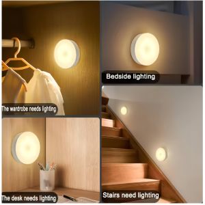 USB LED Night Light with Motion Sensor Rechargeable Inductor Lamp for Kitchen Stairs Hallway Closet Bedroom - Switch Controlled