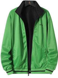 New Mens High Collar Jacket Double-Sided Wear Spring Autumn Casual Style Lightweight Sporty Top Large Size Zipper Closure