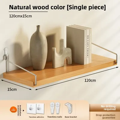 Wall-Mounted Wood Board Shelf No Drilling Needed Modern Minimalist Style Floating Shelf for Books And Display Density Board Fiber Board