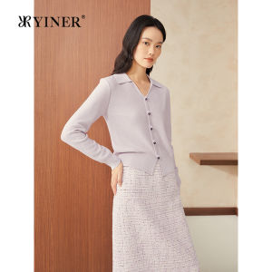 Chinese Style Mulberry Silk Wool Blend Gull Collar Knit Top