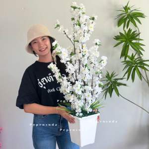 [ออกใบกำกับภาษีได้] 💕✨ต้นซากุระขาวหิมะปลอม พร้อมกระถาง 70-90 ซม. พร้อมส่ง ครบชุดตามรูปรายกานสินค้า สินค้าใหม่แนะนำ