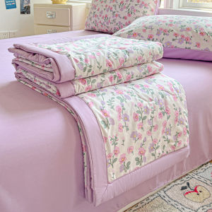Dansunreve Summer Quilt Washable Thin Duvet Butterfly Floral Blanket Washed Cotton Comforter 被子 Single Queen King
