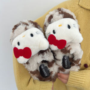 Dép Bông Hellokitty Đế Bằng Phong Cách Ngọt Ngào Ấm Áp Mùa Đông Cho Nữ Dép Bông Nhung Lông Cừu Dễ Thương Để Mặc Ở Nhà