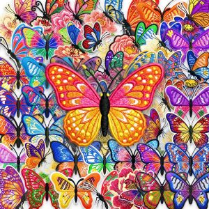 50 Pcs Embroidery Art Butterfly Stickers Creative Exquisite Butterfly Clear Waterproof Decorate Phone Laptop Scrapbook Decals