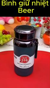 Bình giữ nhiệt có hiển thị nhiệt độ inox 316 BEER dung tích 1000ml và 600ml giữ nhiệt 12h có khay lọc trà đá