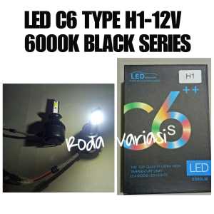 Lampu LED Mobil C6 Type H1 Black Series 12V 6000K Putih Super Terang