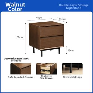 Walnut Solid Wood Small Bedside Cabinet