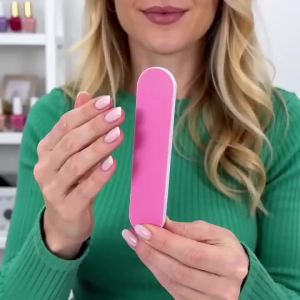 12/24 piece pink glitter nail care kit-heart-shaped buffer crystal rod and double-sided file for nail art and pedicures