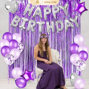 Great-King 4Colors Balloons Birthday Set Party Supplies Letter Balloons Rain Curtain String Suit