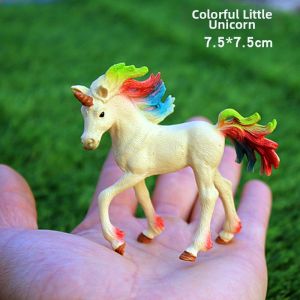 Colorful Unicorn Toy Realistic Animal Model Childrens Playhouse Simulation Mythical Beast Fairy Horse Cartoon Fairy Tale Gift