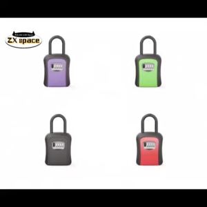Key Storage Box 4-Digit Combination Lock with Hook Alloy Outdoor Wall Mounted Padlock Storage Box Wall Mounted Outdoor Keybox With Code Digital Lockbox Storage Keys Lock Box Key Storage Box
