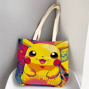 Bandai | Pokemon Ultimate Collection Storage Bags Tote Bag Travel Summer Beach Shoulder Bag Reusable Grocery Shopping Bag Anime Artwork