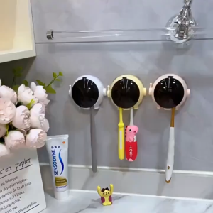 Space Astronaut Wall-Mounted Toothbrush Holder No-Drill  Universal for Electric/Manual Toothbrush With Dustproof Cover Toothpaste Holder Bathroom Organizer