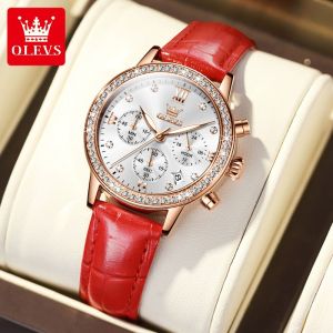 OLEVS Jam Tangan Wanita Anti Air Anak Perempuan Original Kulit  Korea  Chrono Aktif Watch Women Cod