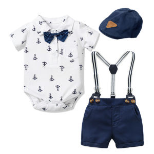 Baby Boy Spring Autumn Photography Suit Gentleman Hat Cotton Blend Long Sleeve Onesie for 6-36 Months Baby Photoshoots And Parties