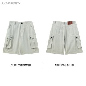 JNXS | Quần Short Cargo Dáng Suông Rộng Mùa Hè Vải Cotton Chải 3D Pocket