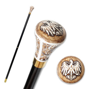 Prussian Imperial Crown Eagle Walking Cane Detachable Wooden Walking Stick With Cream Brown Carved Handle for Men And Women