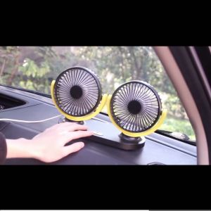 CT รถยนต์ 2หัว พัดลม 12v 2 ปรับองศา 360 ส่ายไป สไตล์ USB ยอดนิย พัดลม พัดลมติด