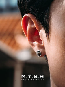 Mysh Pure Silver 3d Desert Cobra Head round Mens Earrings Snake Year Gift Original Design  out Fashion Jewelry Ear Studs