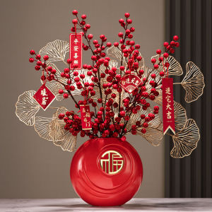 Modern Minimalist Red Wealth Fruit Home Decoration Tabletop Ceramic Artwork Living Room Feng Shui New Home Moving Gift