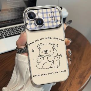 Vivo Y300 pro Phone Case Cute Graffiti Personalized Electroplated Reading Bear Design Protective Cover for Y52S Y35M+ Y37Pro