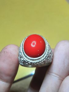 cincin batu akik red koral marjan asli natural