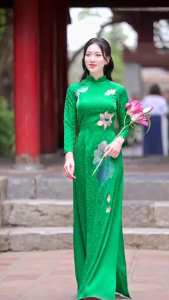 Áo Dài Chất Liệu Gấm Thái Tuấn Cao Cấp Hàng Thêu + May Thủ Công Tỉ Mỉ - Mã G16