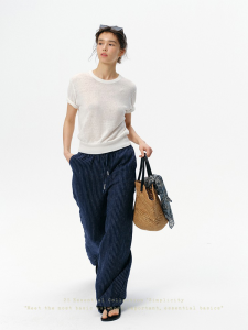 SHEITAOZI | Vertical Stripes Loose Straight Casual Pants