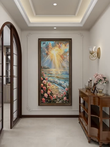 European-style vintage floral oil painting luxurious entrance wall decoration vintage mural