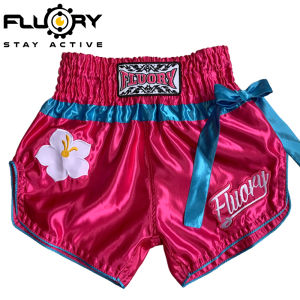 FLUORY Rose Red Girls Color Blocked Muay Thai Shorts Free Fighting Mixed Martial Arts Boxing Training Competition MMA Shorts