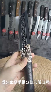 Stainless Steel Boning Knife 15.5cm Skinning Butcher Knife Vintage Forged Style Kitchen Meat Cutter