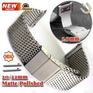 High Quality 1.0mm Magnetic Buckle Milanese Watch Strap‌‌ 20mm 22mm Matte Polished Stainless Steel Band Universal Business Belt