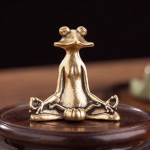 Retro Copperware Incense Socket Zen Frog Ornaments Solid Pure Copper Frog Tea Pet Incense Holder Ornaments