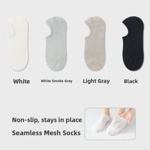 Miiow | Mens Invisible Summer Thin Breathable Socks Anti-slip Non-drop Catman Boat Socks Mesh Short Socks Cotton Nylon Spandex Blend
