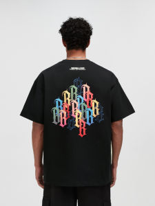 Áo Thun Ngắn Tay In Đầy Màu Sắc Boneless Rộng Rãi Fit Áo Thun Cổ Tròn Nguyên Chất Cotton Vải Bông Thoải Mái Thoáng Khí Phong Cách Đường Phố Áo