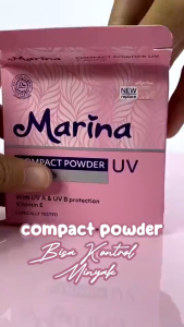 MARINA Compact Powder UV Brighten Up / with UV A & UV B Protection Vitamin E / Bedak Padat