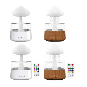 Compact Mushroom Rain Air Humidifier with Night Light and Essential Oil Diffuser for Personal Space