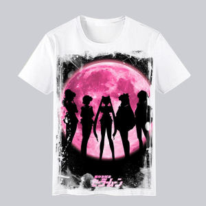 Bandai | Japanese Girl Warrior Short Sleeved T-shirt for Womens Summer Water Ice Moon Rabbit Anime Peripheral Casual Half Sleeved