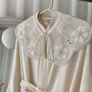 XUANXUAN | New 2025 Lace Shawl Outerwear Shirt Summer Thin Fake Collar Chinese Style Cloud Shoulder Lightweight Decorative Polyester Fiber