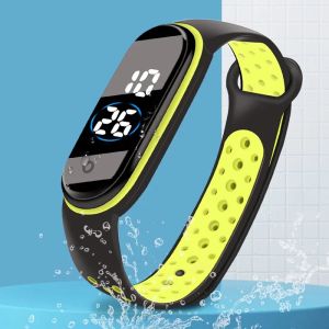 Waterproof Kids Sports Watch Children Smart Touch Screen LED Digital Watch Two Tone Silicone Strap Men Women Watch Student Clock