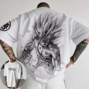 Bandai | Dragon Ball Summer Mens T-Shirt Japanese Anime Son Goku Autumn Y2K Harajuku Boy Childrens Parent-Child Trend Short Sleeve