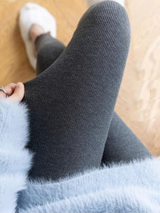 Lamb Velvet Warm Pants Women plus Size Winter Fleece Integrated Velvet No Curl Edge High Waist Nine Points Casual Leggings