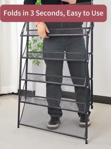 Foldable shoe rack for storing shoes - no need for installation Stainless steel multi-level shoe cabinet