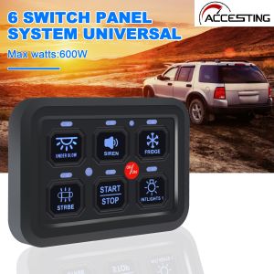 6 Gang 7 Colors Adjust LED Switch Panel Circuit Control Relay System Box Slim Touch Control Panel for Boat Jeep UTV Caravan Blue/Red/Green