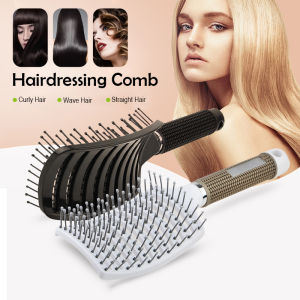 现货✨Comb Curved Vent Ribs Comb Fluffy Hair 大弯蓬松梳子头皮按摩梳头发Straight Curly Hair Massage Comb Ribs Comb Styling 蓬松梳子卷发造型梳弧形九排骨梳子男女