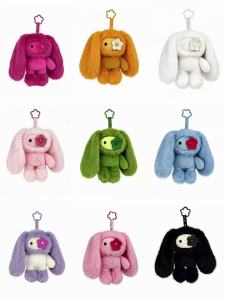 Móc Khóa Thú Bông Thỏ Juju Dễ Thương Búp Bê Thỏ Nhồi Bông Kawaii Mắt Hoa Tai Dài Mặt Dây Chuyền Túi Xách Móc Khóa Xe Hơi Đồ Chơi Quà Tặng Cho Bé Gái