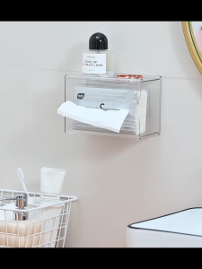 Bathroom Counter Hanging Tissue Dispenser - Clear Plastic Wall Mounted for Toilet Paper and Towel Storage #Tissue box