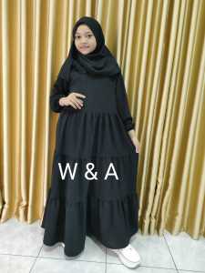 Gamis Hitam Anak Set JIbab 3-15 Tahun Cocok Buat Anak Ngaji Dan Sehari - hari | Syari Anak
